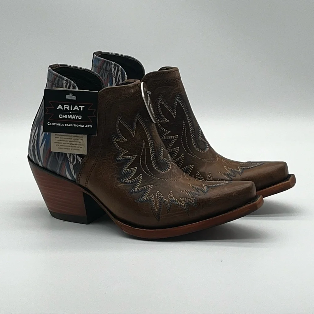 NWT Ariat Womens 6 Dixon Chimayo Brown Leather Western Ankle Cowboy Boot